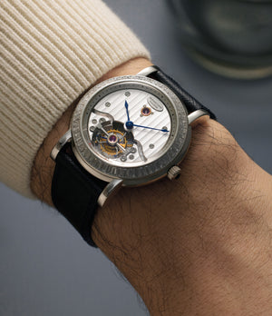 on the wrist Parmigiani Fleurier Toric Tourbillon  Platinum preowned watch at A Collected Man London