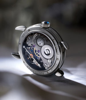 caseback Voutilainen Vingt-8  Titanium preowned watch at A Collected Man London