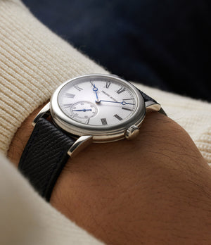 on the wrist Philippe Dufour Simplicity  Platinum preowned watch at A Collected Man London