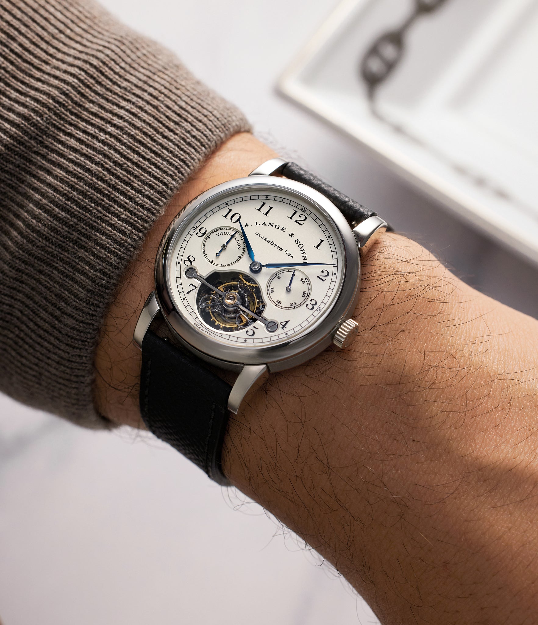 on the wrist A. Lange & Söhne Tourbillon Pour le Mérite 1815 Platinum preowned watch at A Collected Man London Tourbillon Pour le Mérite | Platinum